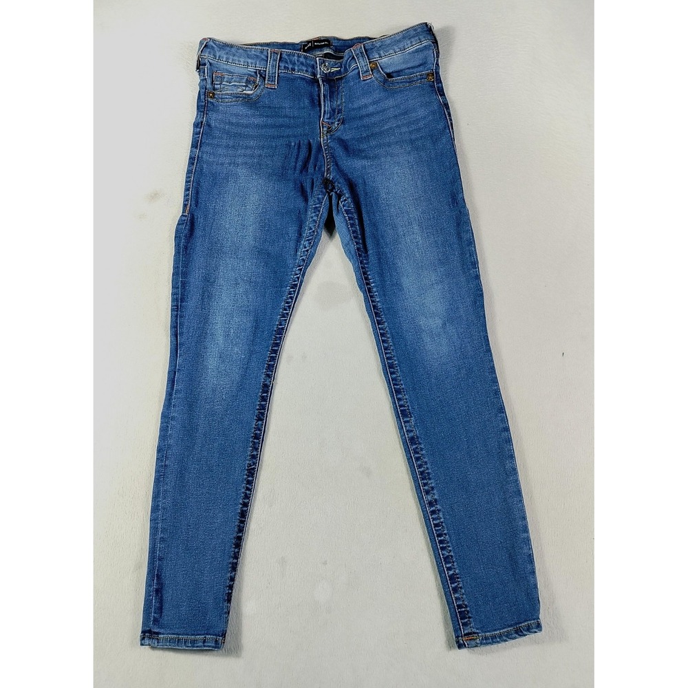 True Religion Halle Mid Rise Super Skinny Jeans Women's Blue 31 Stretch U-Stitch